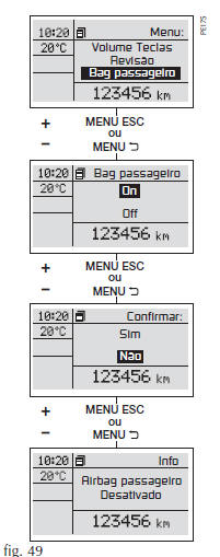 Ativação/Desativação do Airbag lado passageiro frontal (Bag passageiro) (se disponível)