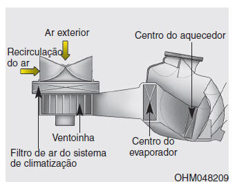 Filtro de ar do sistema de climatização (se instalado)