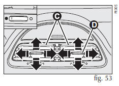 DIFUSORES ORIENTÁVEIS E REGULÁVEIS LATERAIS E CENTRAIS - fig. 52 e 53