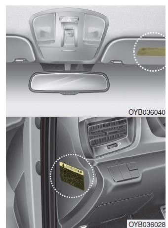 Etiqueta de aviso dos airbags