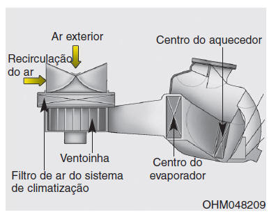 Filtro de ar do sistema de climatização (se instalado)