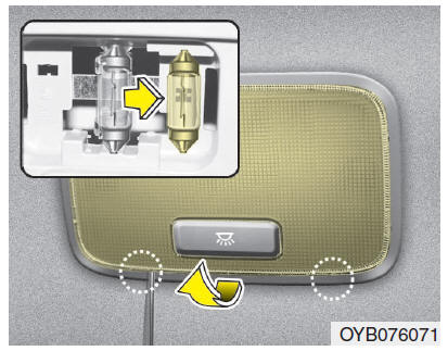 Substituição da lâmpada da luz de habitáculo