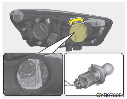 Substituição da lâmpada da luz de mudança de direção dianteira (farol dianteiro do tipo B) 
