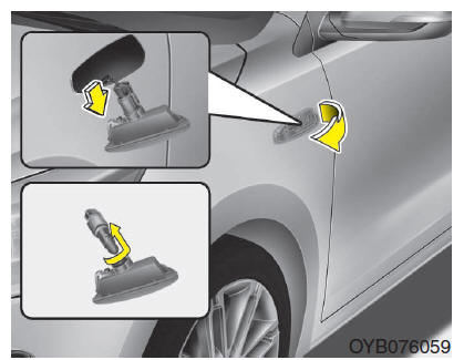 Substituição da luz indicadora de mudança de direção lateral (LED)