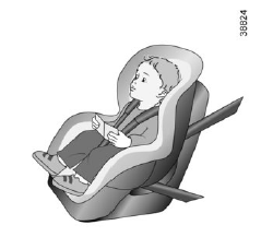 Cadeiras para criança instalada de frente para a dianteira do veículo