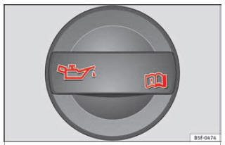 Tampão do bocal de enchimento do óleo do motor no compartimento do motor.