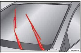 Fig. 74 Limpa para-brisas em posição de serviço.