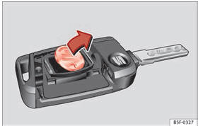 Fig. 117 Chave do veículo: extrair a pilha.