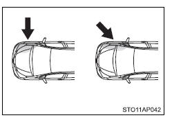 Tipos de colisão em que os airbags do SRS podem não deflagrar (airbags do SRS laterais e de cortina [se equipado])