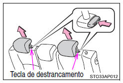 Remoção dos encostos de cabeça exteriores traseiros