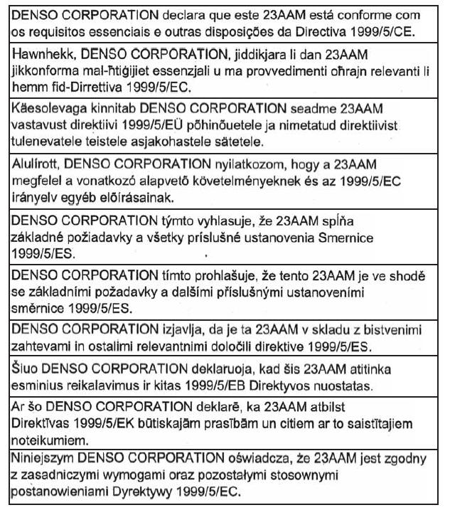 Certificação do sistema de aviso da pressão dos pneus