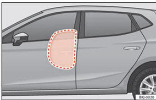 Airbag lateral ativado totalmente no lado esquerdo do veículo.