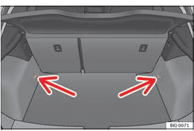  Disposição das argolas de fixação na bagageira.
