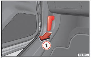 Alavanca de desbloqueio no espaço para a zona dos pés do condutor.
