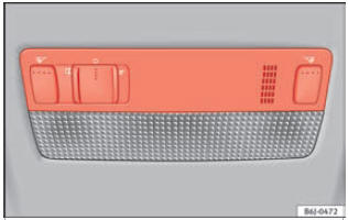 Pormenor do revestimento do teto: iluminação dianteira do habitáculo.