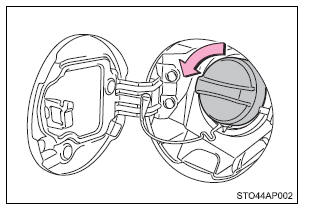 Abertura do tampão do depósito de combustível