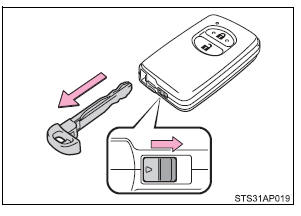 Utilização da chave mecânica (veículos com sistema de chave inteligente para entrada e arranque)